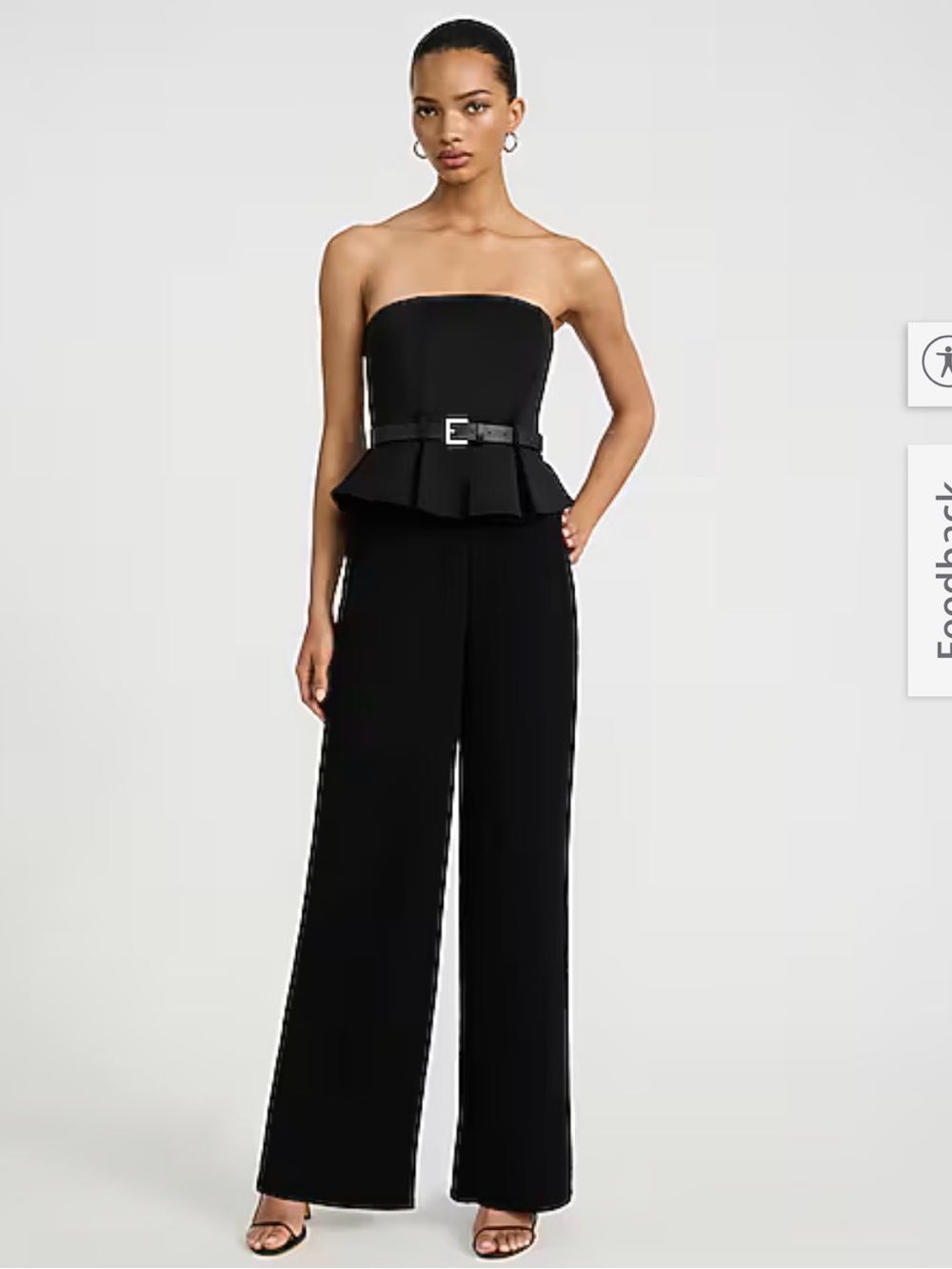 Express Black Strapless Peplum Belted Wide-Leg Jumpsuit